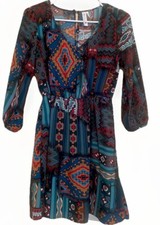 Pink Owl Dress Multicolor 3/4 Sleeve Dress Women’s Size Small