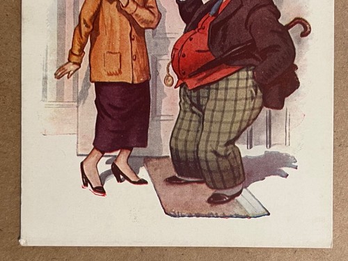 Postal antigua de Bamforth de humor cómic bebiendo dama triste hombre borracho c1910 - Imagen 3 de 5