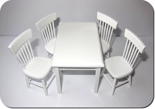 Miniatur, Puppenstube Tisch + 4 Stühle, Sitzgruppe, Neu