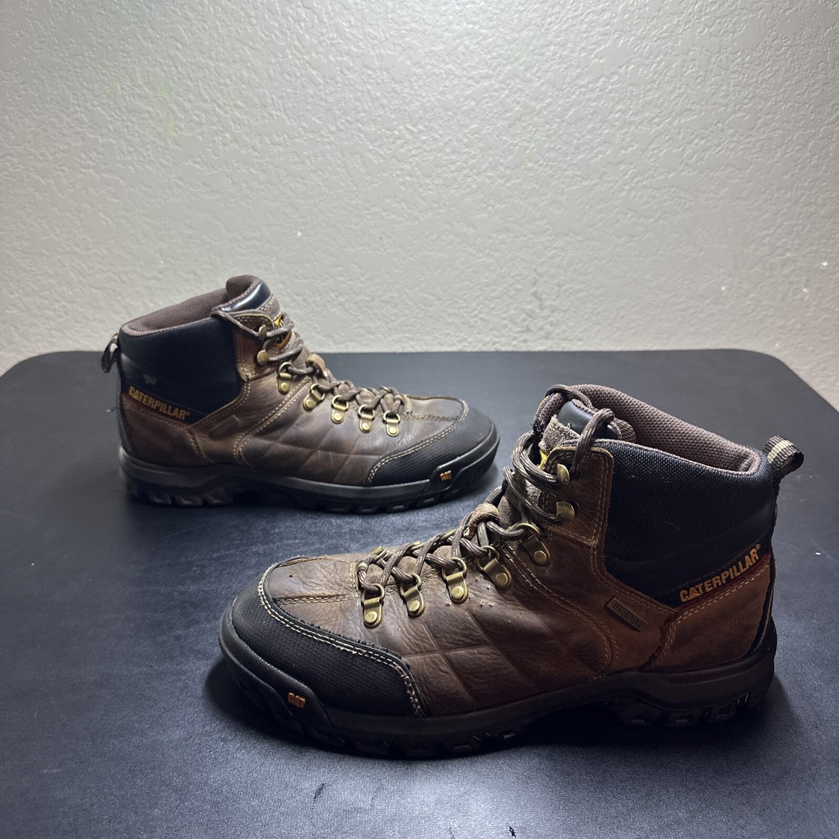 CAT Caterpillar Threshold Waterproof Work Boot P74128 Brown Soft Toe Mens 10