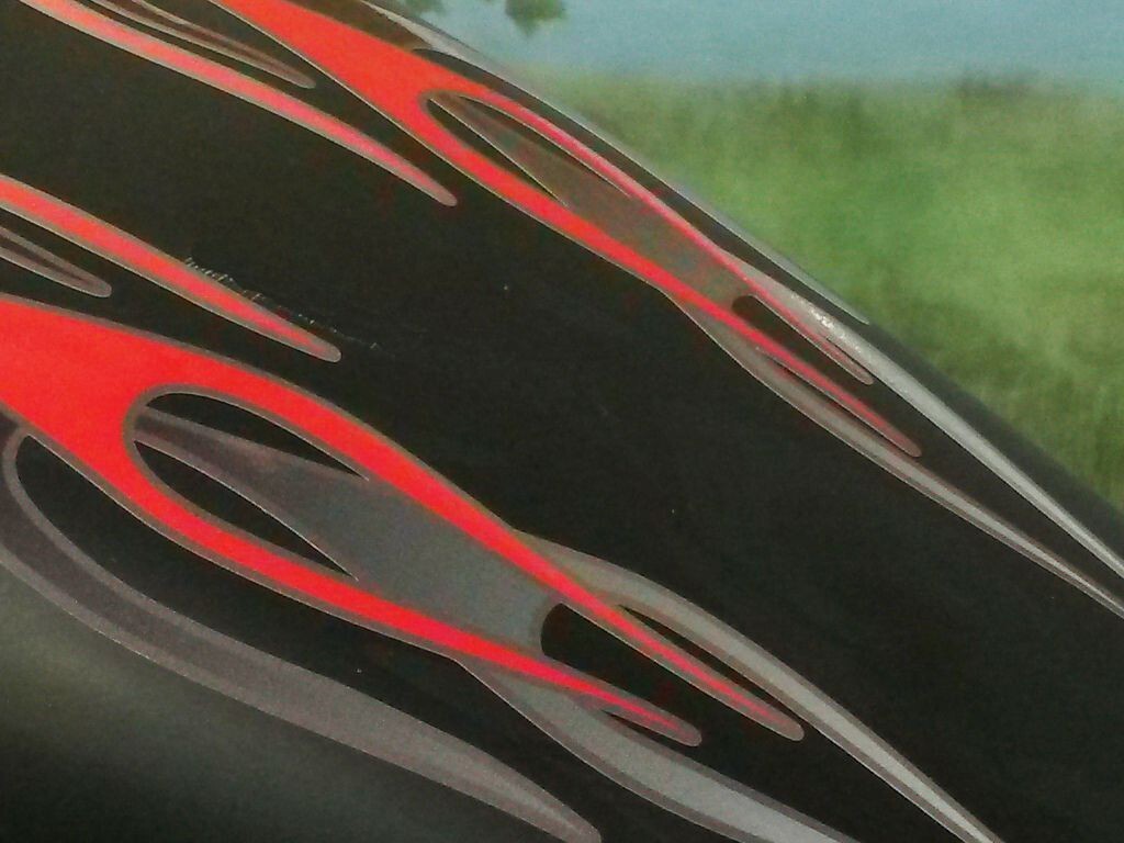 Motorcycle flame decals - 7pc set - Tangerine/Cherry/Smoke for Harley ...