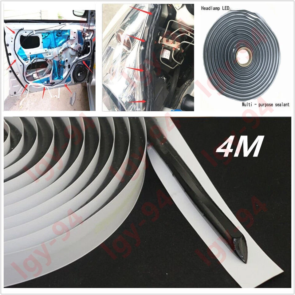 Car Door Windshield Reseal Rubber Butyl Glue/Headlight Retrofit/Sealant Black 4M - Imagem 2 de 4