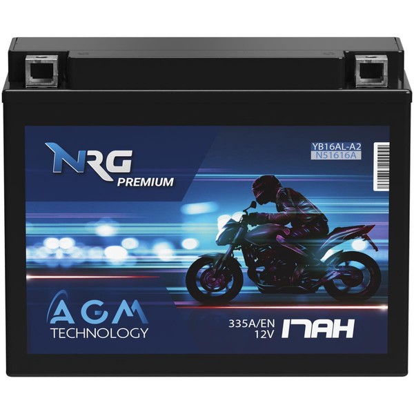 NRG Motorradbatterie 12V 17Ah AGM 205 X 71 X 164 Entspricht 16Ah YB16AL-A2 51616-image