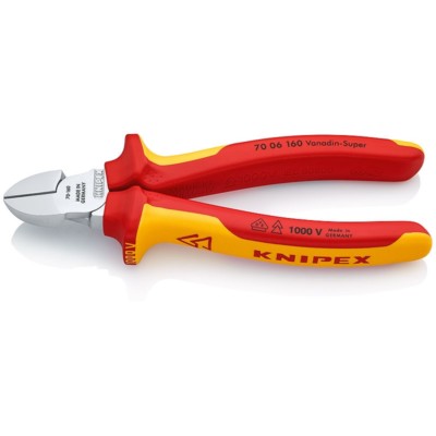 Knipex 160mm Mini Diagonal Side Cutters 1000V VDE Insulated 70 06 160