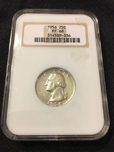 1956 PROOF WASHINGTON QUARTER NGC PR-68 - HIGH GRADE PROOF - CERTIFIED SLAB -25C