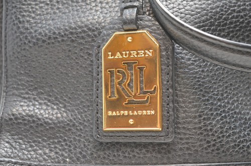 Lauren Ralph Lauren - Darwin Tumbled Pebble Grain Black Leather Satchel Purse - Picture 2 of 15