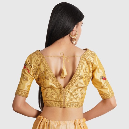 Indian Ethnic Women Embroidered Silk Blend Blouse For Saree Lehenga Party Wear - Picture 3 of 23