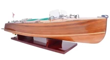 Chris Craft Triple Cockpit Speed Boat Wooden Model 32" Handcrafted Varnished New