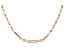 Image of MICHAEL KORS GOLD TONE REVERSIBLE CRYSTAL PAVE,MK PLAQUE TOGGLE NECKLACE MKJ3354