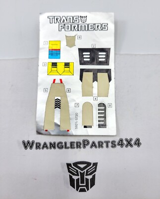 G1 Transformers 1985 Kickback Authentic Partial Sticker Decal Sheet 5921 5720