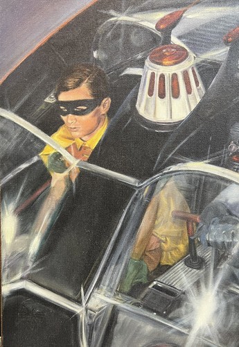 Lorraine Bush Original Oil Painting Art 1993, Batman and Robin on canvas - Picture 7 of 9