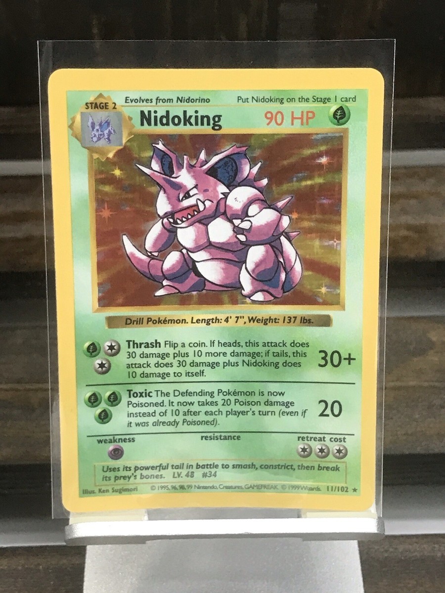 SHADOWLESS Nidoking 11/102 Pokemon 1999 Base Set Unlimited Rare