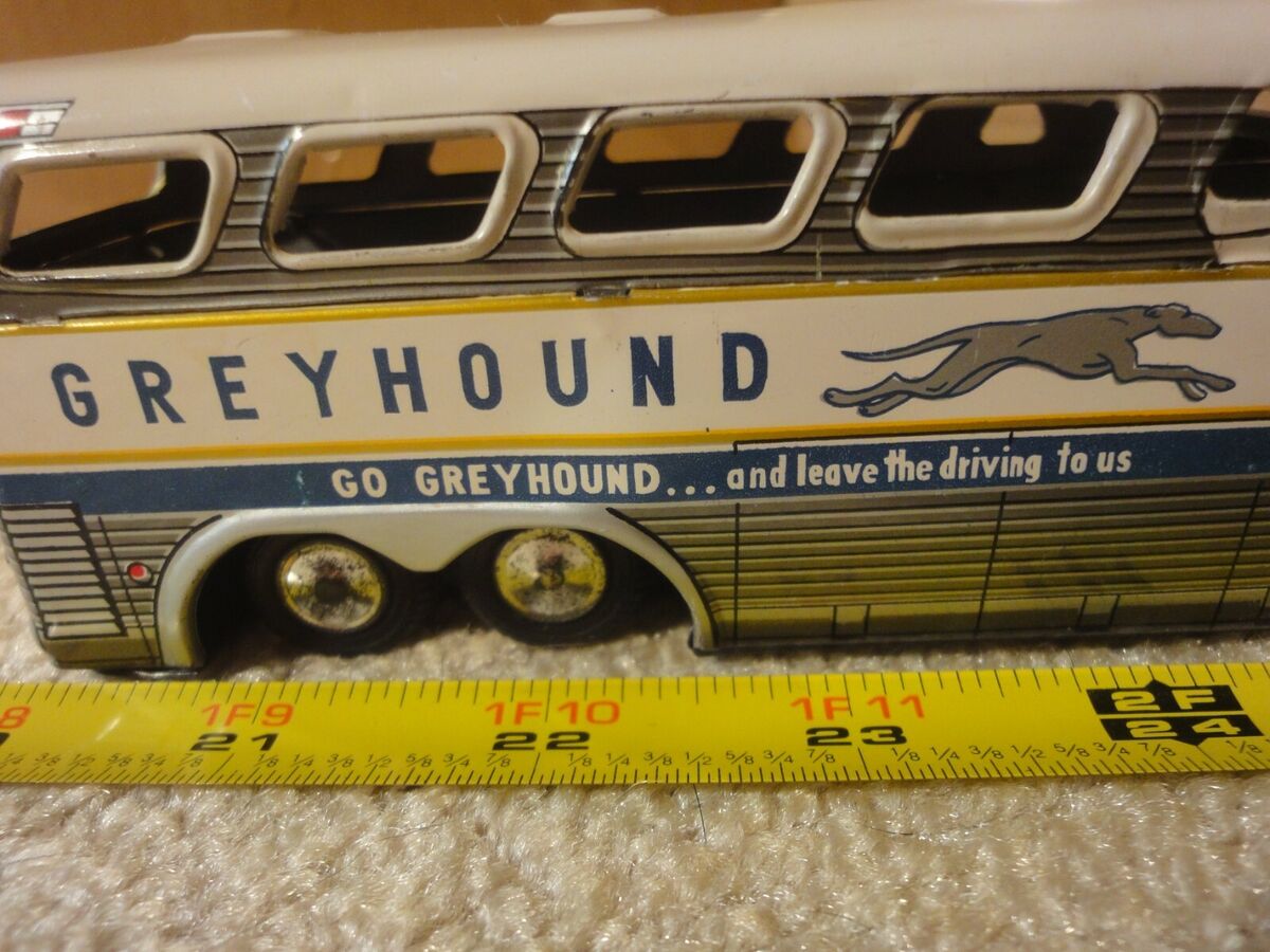 Vintage tin toy Greyhound Bus, Super Scenicruiser 4321 tour Vintage tin toy Greyhound Bus, Super Scenicruiser 4321 tour