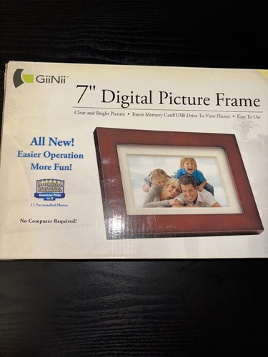 7 Inch Digital Photo Frame by GiiNii Wood Frame GP-7AWP-1 New in Box - Picture 2 of 7