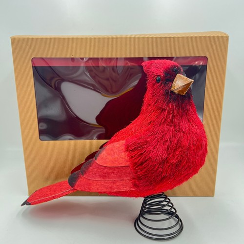 Pottery Barn RED BIRD Tree Topper Cardinal Bottle Brush Wood Fiber NEW - Picture 2 of 10