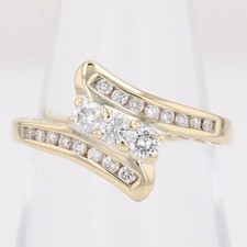 .46ctw Round Cut Diamond Three-Stone Engagement Ring 14k Yellow Gold Size 7