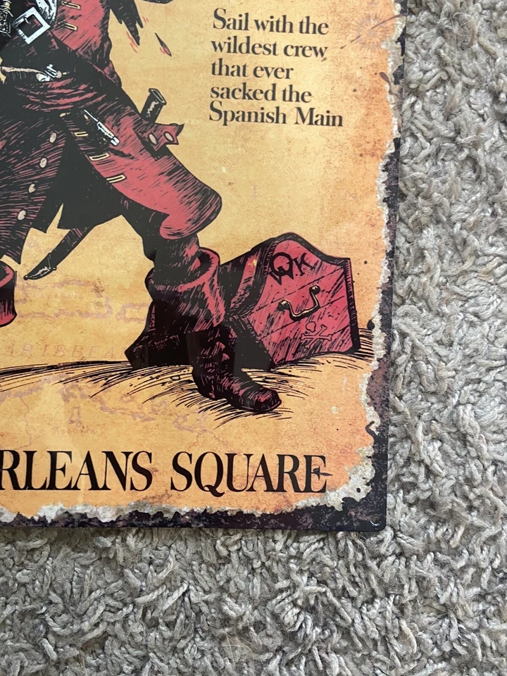 Póster de metal de atracción de parques Disney - Piratas del Caribe 12x8 Foto 3 de 4