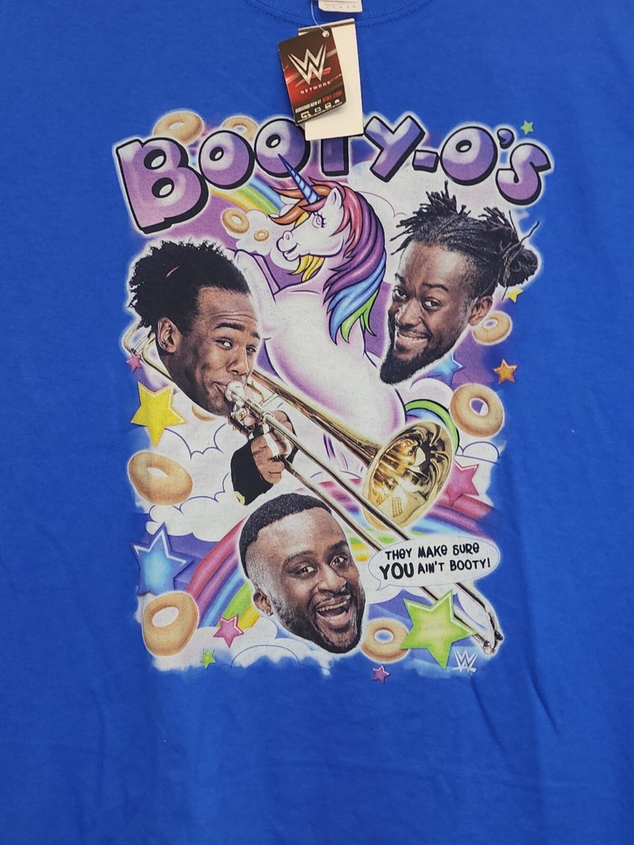 WWE The New Day Booty Os T-Shirt Size Large Blue Unicorn Big E