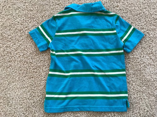 Arizona Boy Blue Green White Short Sleeve Striped Collar Polo Shirt Sz S(4) VGUC - Picture 2 of 2