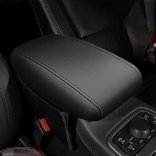 Black Stitches Leather Center Armrest Pad Cover Fits 11-21 Grand Cherokee