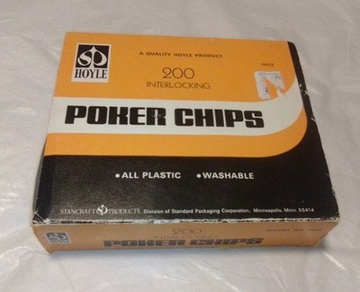 Hoyle interlocking poker chips   red white blue   in box 200 count  vintage 