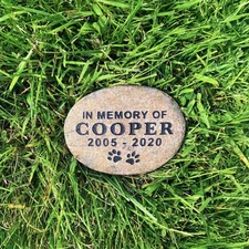 pet headstone grave marker -7 " personalized - custom engraved - river rocks
