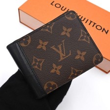 LOUIS VUITTON Wallet: Monogram Macassar Portefeuille Multiple Black Brown w/NA;