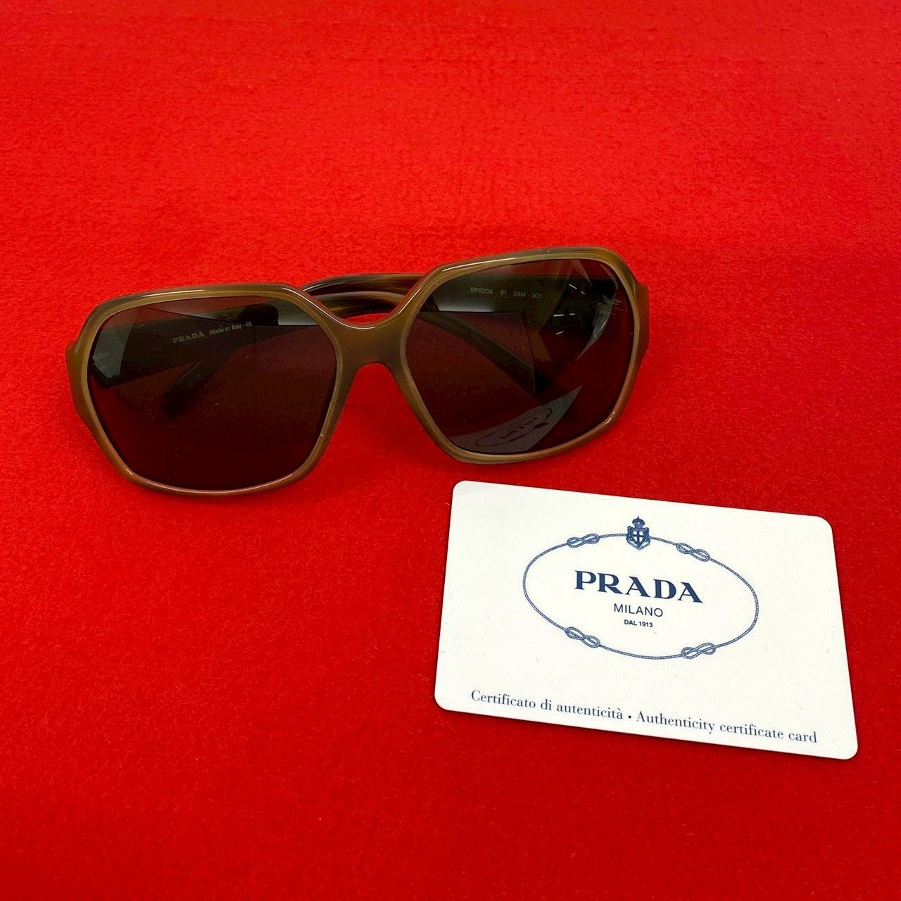 PRADA SPR20A Marble Pattern Sunglasses Khaki Dark… - image 1