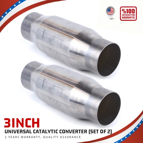 Pair Universal Catalytic Converter 3" Inlet & Outlet Stainless Steel Weld-On EPA