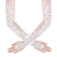 Fingerless Lace Gloves for Women Fingerless Lace Gloves for One Size White