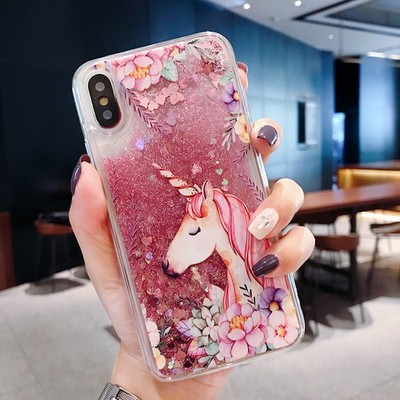 Unicorn Quicksand Case For Various Phone Bling Liquid Glitter Cover Women Girls
