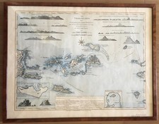 Carte cadre vintage îles Vierges en 1797 d'après carte anglaise et danoise Laurie Whittle