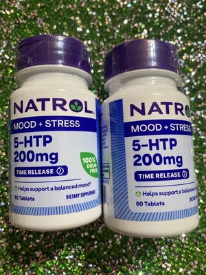 2-Pack 200 mg 60 Time-Release Tablets Natrol Mood + Stress 5-HTP 200mg EXP3/2026