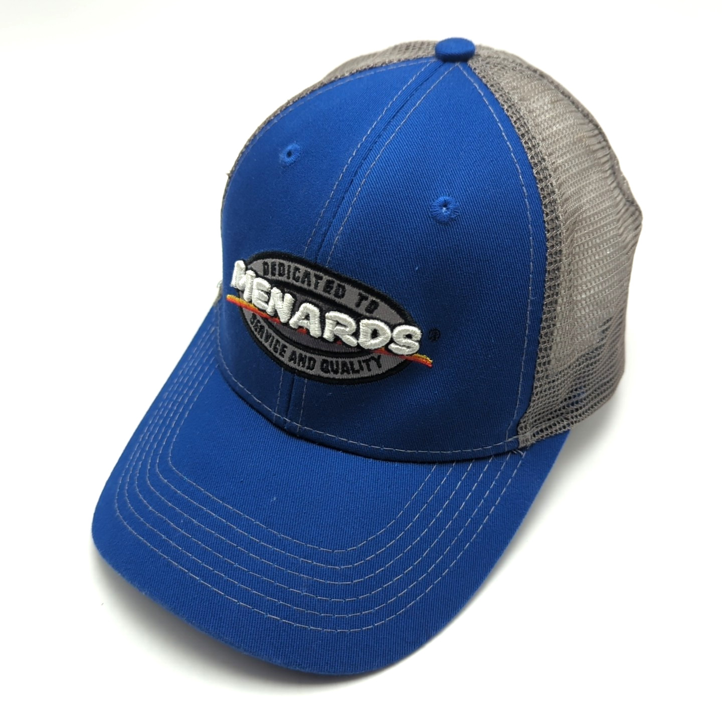 Menards hat blue gray adjustable snapback cap mes… - image 5