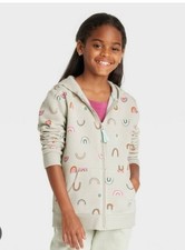 Cat  Jack Girls Printed Zip-Up Fleece Jacket Hoodie Size XXL 16/18 School