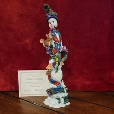 VTG Lenox 2001 Winter Partner Pencil Snowman Christmas 12" Tall 3.5" Base