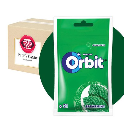 21 Stück - Wrigley s Orbit Spearmint Beutel 29g   zuckerfreier Kaugummi mit Spea