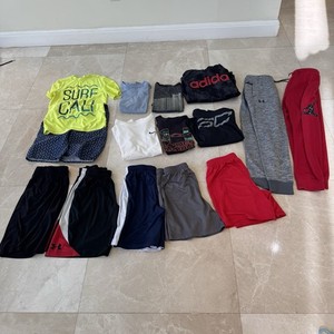 Lot 15 Youth Large Boys Clothes Shirts Shorts Hoodie Pants Bathing Suit UA Nike