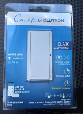 Lutron Caseta Claro Smart Switch - White DVRF-5NS-WH-R FreeShipping