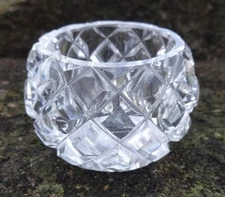 Fat, Round Cut Glass Open Salt Dip, Cellar, Dish w/Quilted Design!