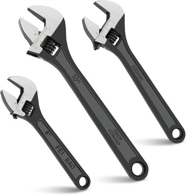 3PCS Adjustable Wrench Set, 610'', WideJaw, NonSlip Ergonomic Grip, Crescent W...