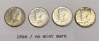 Four 1966 Kennedy half dollsrs