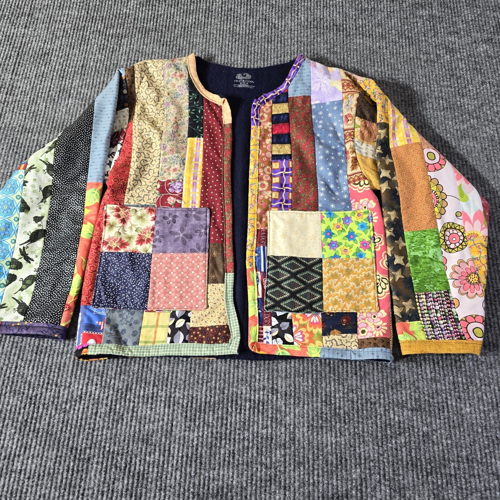 Patchwork Quilt Jacket Womens Medium Handmade Scr… - image 5