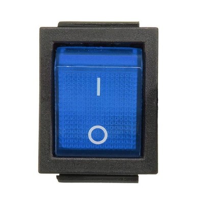 DPDT Blue LED Lit Square Rocker Switch 6-Pin On/Off Snap-In 15A/240V 20A/120V AC