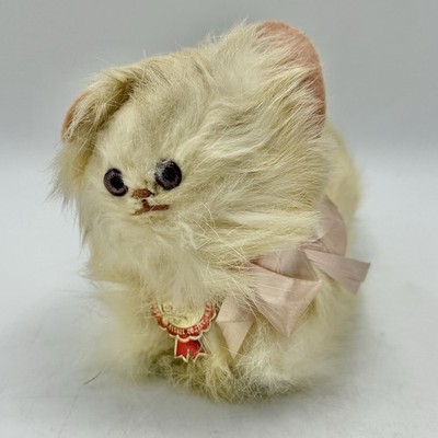 Vintage 1950s/60s Jerry Elsner Rabbit Fur Plush 4  Cat w/Tag Purple Eyes /cb