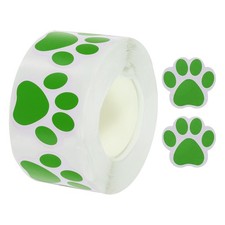 600Pcs Adhesive Label Stickers Green Paw Prints Stickers 1.5" Stickers