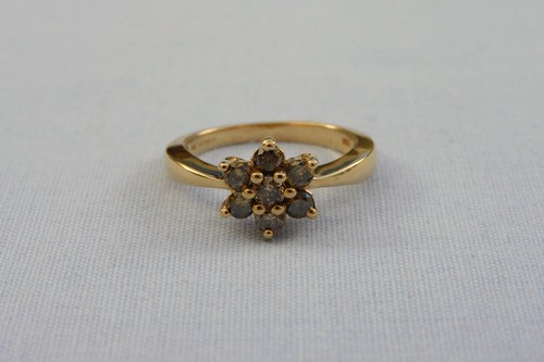 ATEMBERAUBENDER QVC RING 9 KT GELBGOLD CHAMPAGNER DIAMANT BLUMENDESIGN 2,6 g - Größe L - Bild 1 von 14