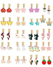 20 Pair Clip On Earrings for Girls and Kids Non Piercing Multicolor