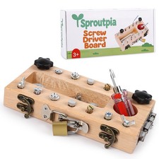 Screwdriver Board Set Montessori Toys for 3 Year Old,Wooden Screw Driver Acti...