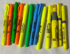 Bulk lot of pocket highlighters - various brands, multi-color - loose - 13 count